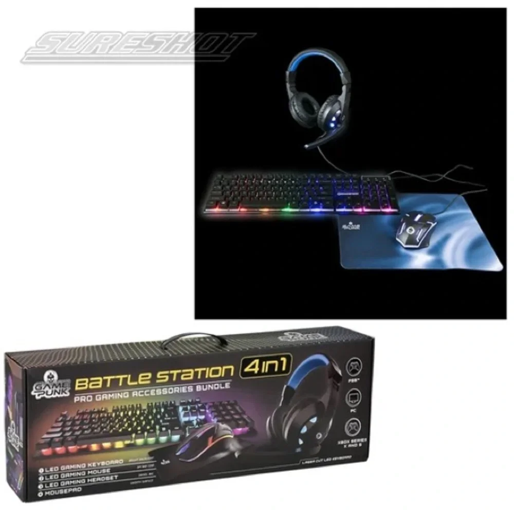 Game Punk 4In1 Pro Gaming Accessories Bundle Keyboard, Mouse, Headset, Mousepad